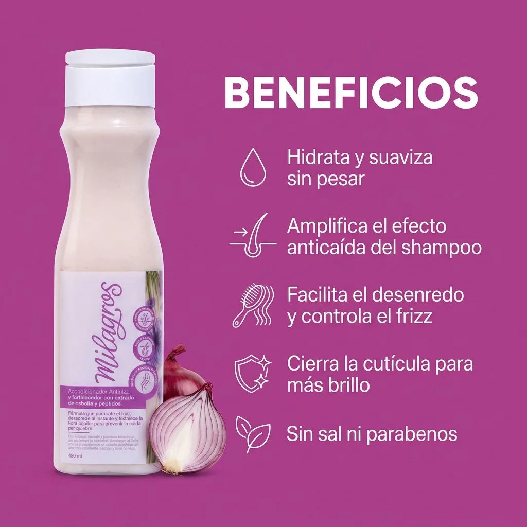 Acondicionador Crecimiento con Cebolla y Péptidos Milagros 450ml