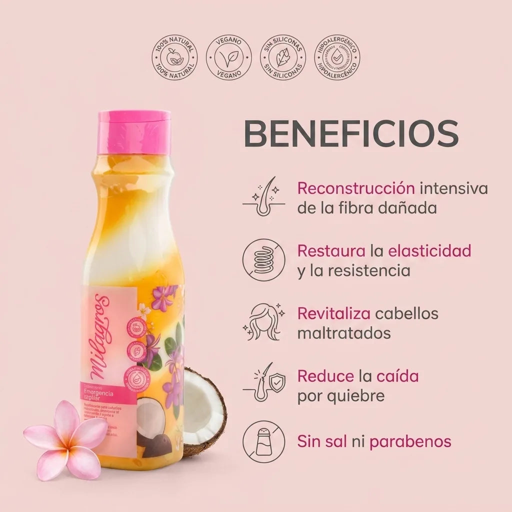 Tratamiento Emergencia Capilar Milagros x500ml reparador