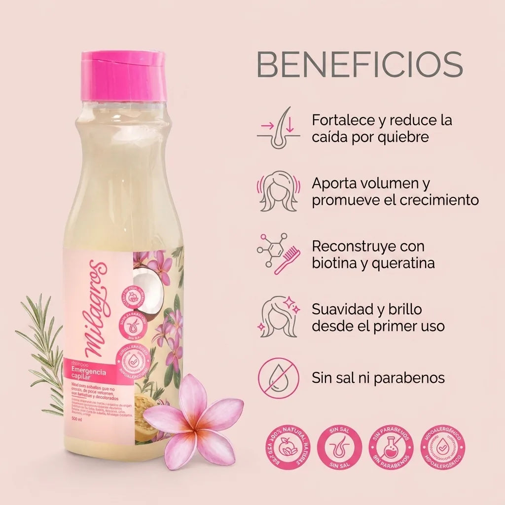 Shampoo Emergencia Capilar x500ml Milagros