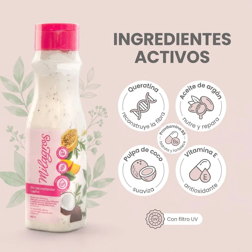 Tratamiento Bio Repolarizador capilar Milagros x450ml