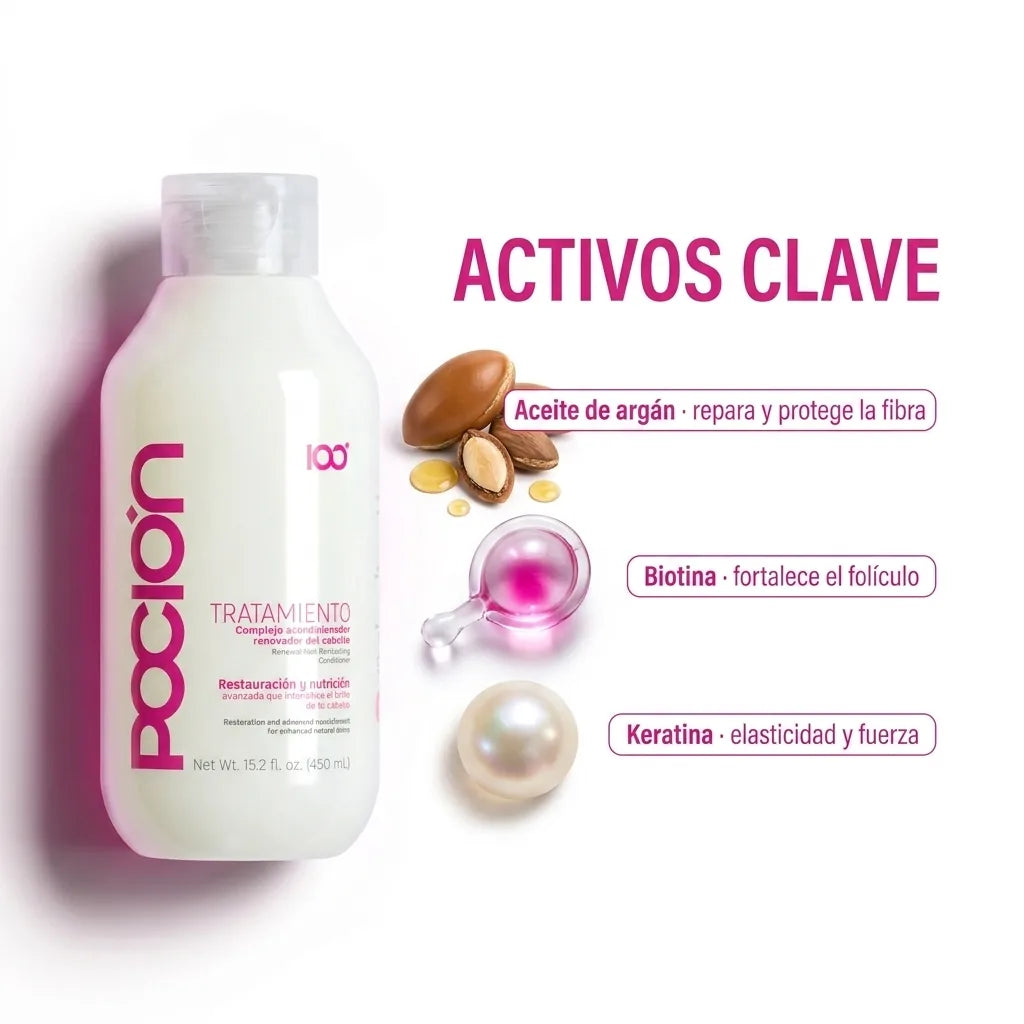 Tratamiento capilar reparador Poción x440ml para cabello dañado