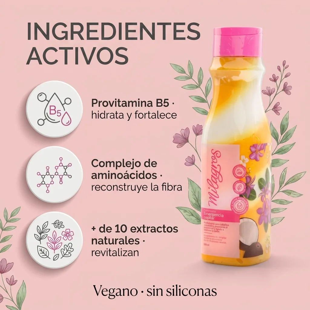 Tratamiento Emergencia Capilar Milagros x500ml reparador