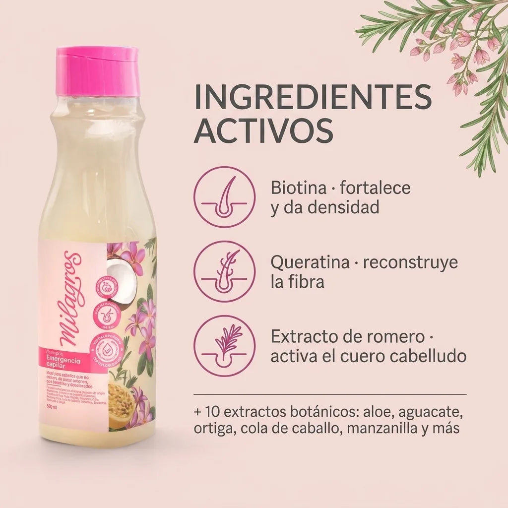 Shampoo Emergencia Capilar x500ml Milagros