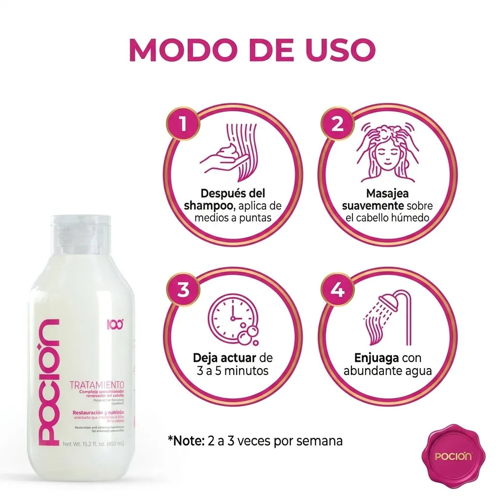 Tratamiento capilar reparador Poción x440ml para cabello dañado