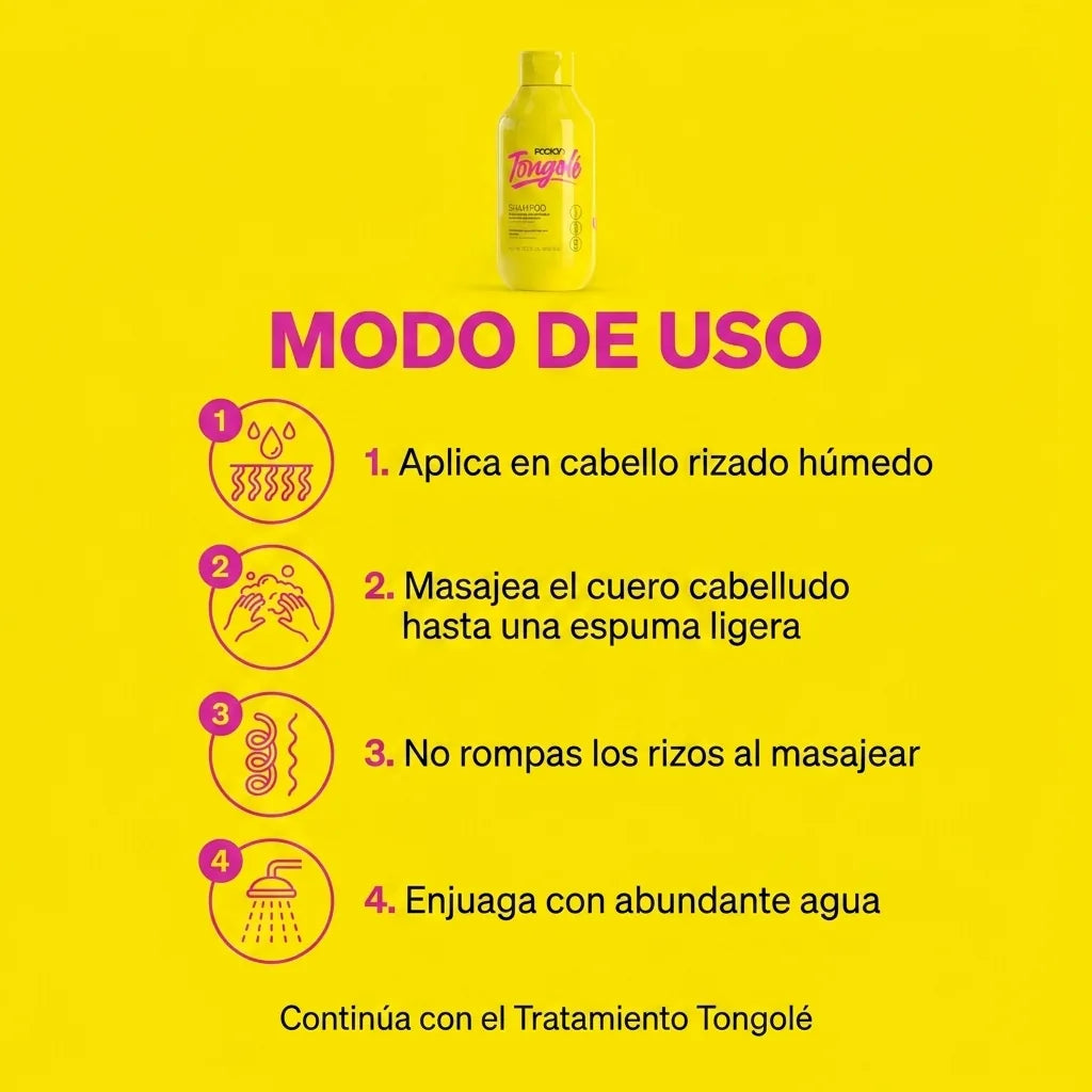 Shampoo Poción Tongolé Rizos x440ml para cabello rizado