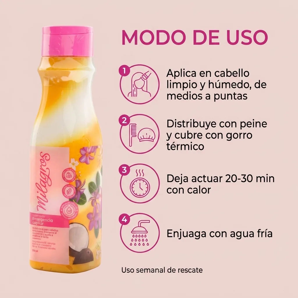 Tratamiento Emergencia Capilar Milagros x500ml reparador