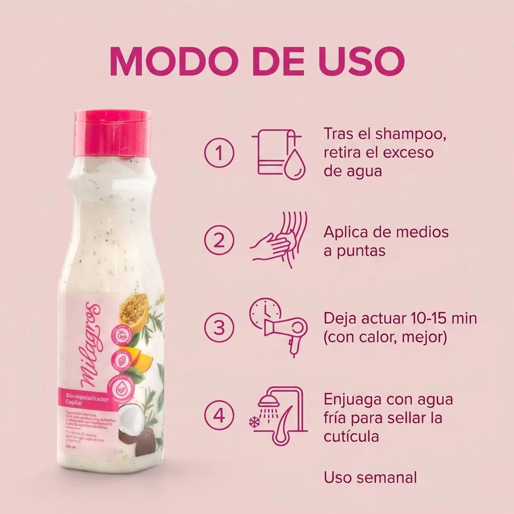 Tratamiento Bio Repolarizador capilar Milagros x450ml