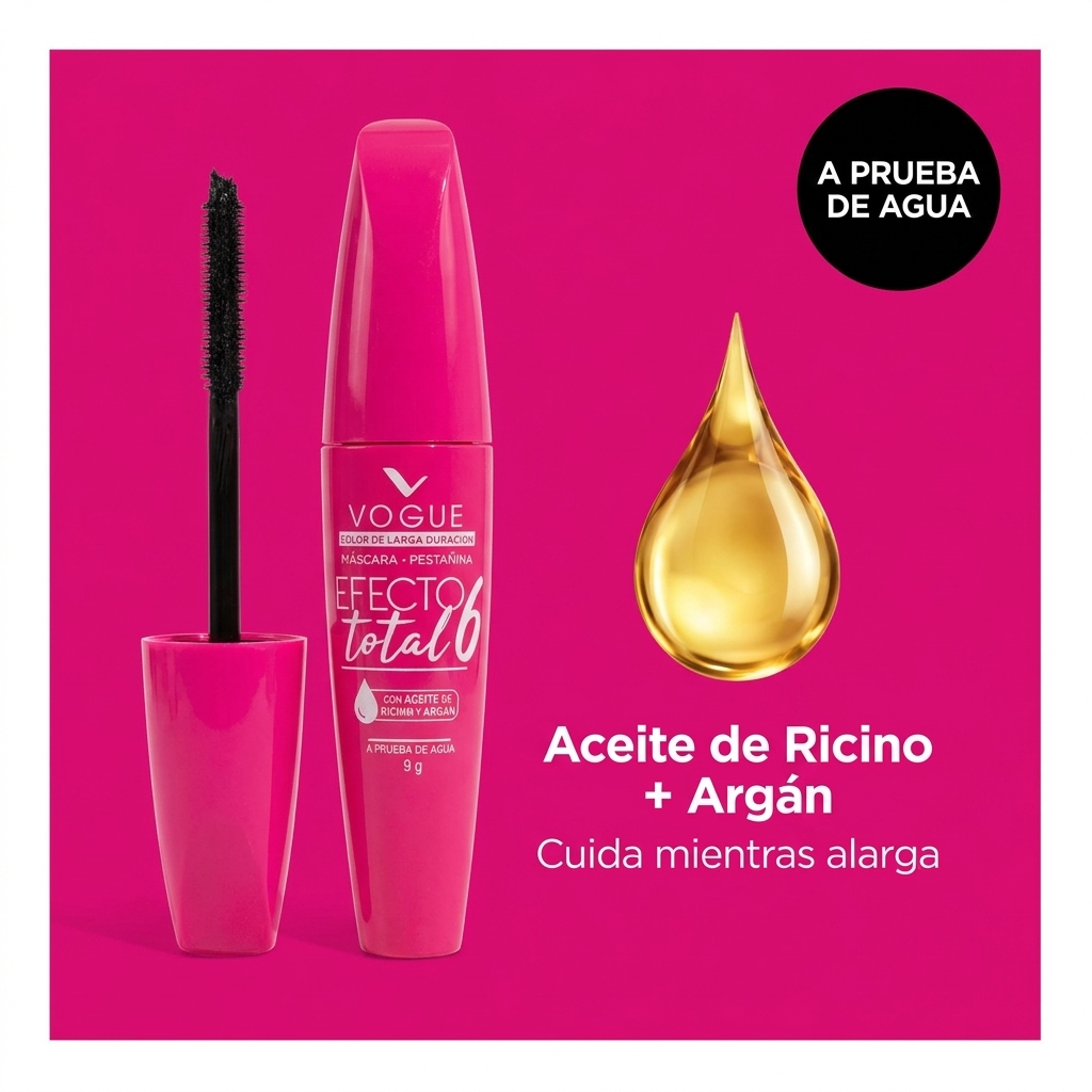 Pestañina Vogue Máscara Efecto Total 6 x9g — Ingredientes activos