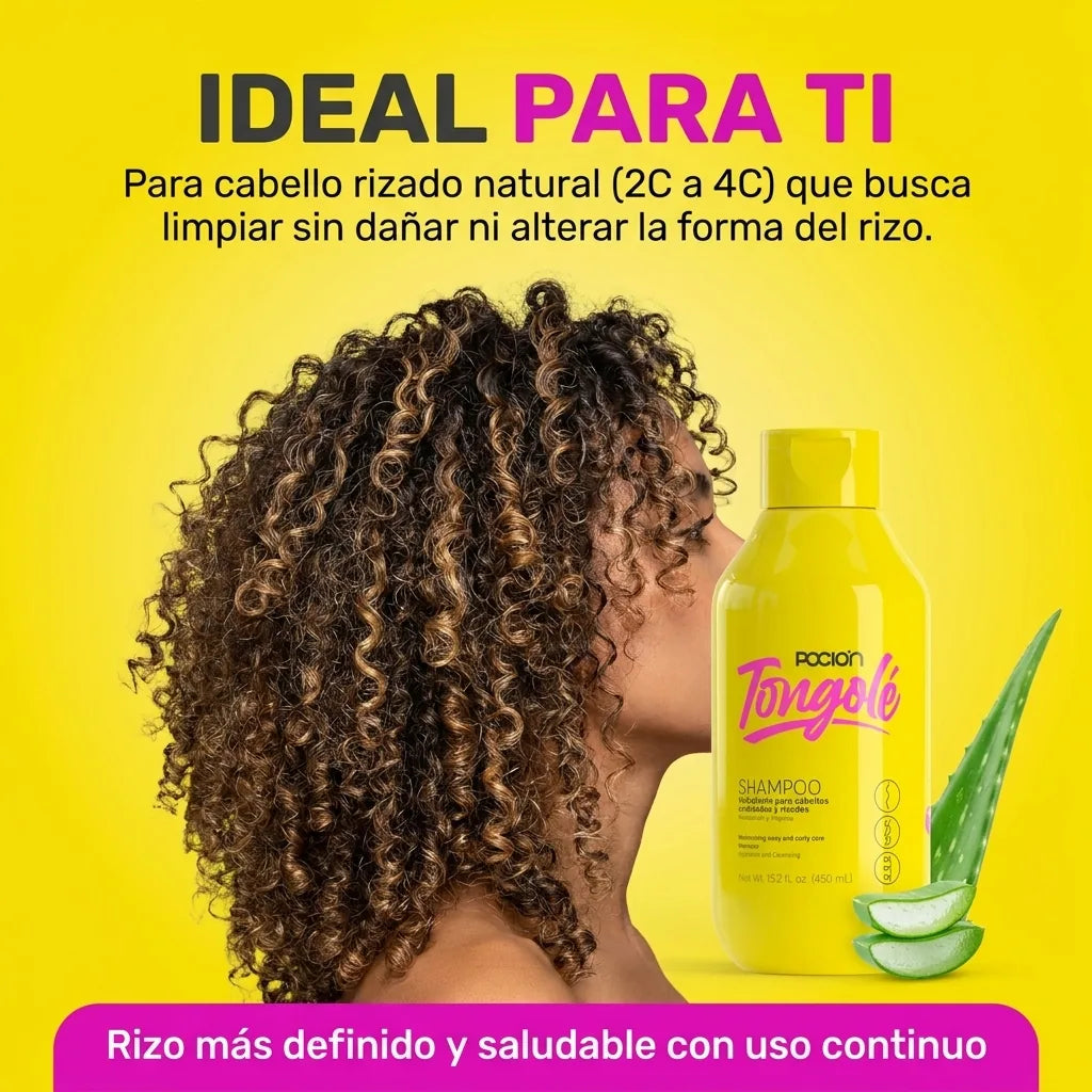 Shampoo Poción Tongolé Rizos x440ml para cabello rizado