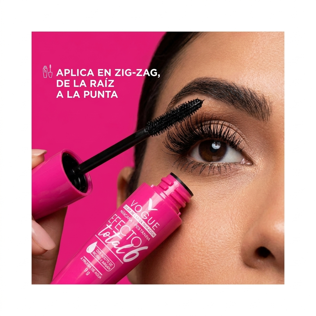 Pestañina Vogue Máscara Efecto Total 6 x9g — Modo de uso