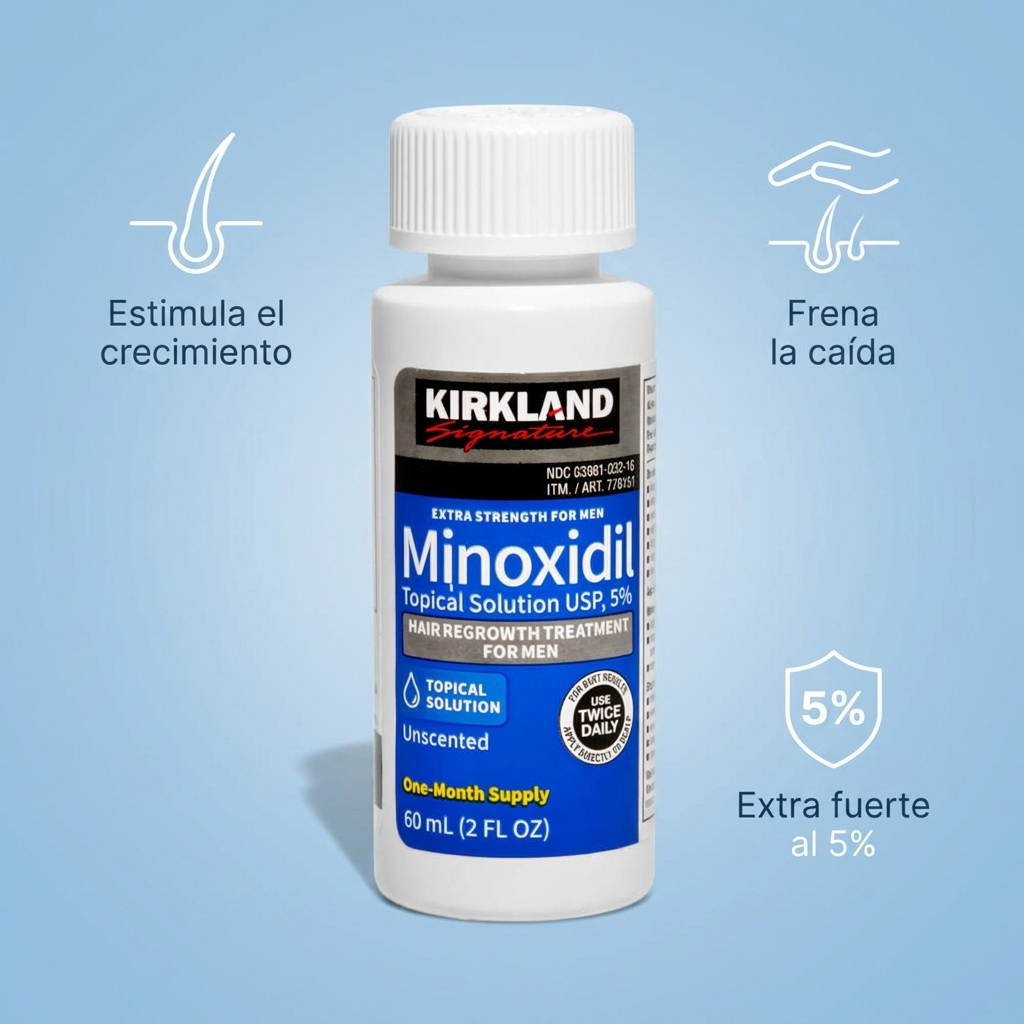 Minoxidil Topical Kirkland USA al 5% x60ml — Beneficios