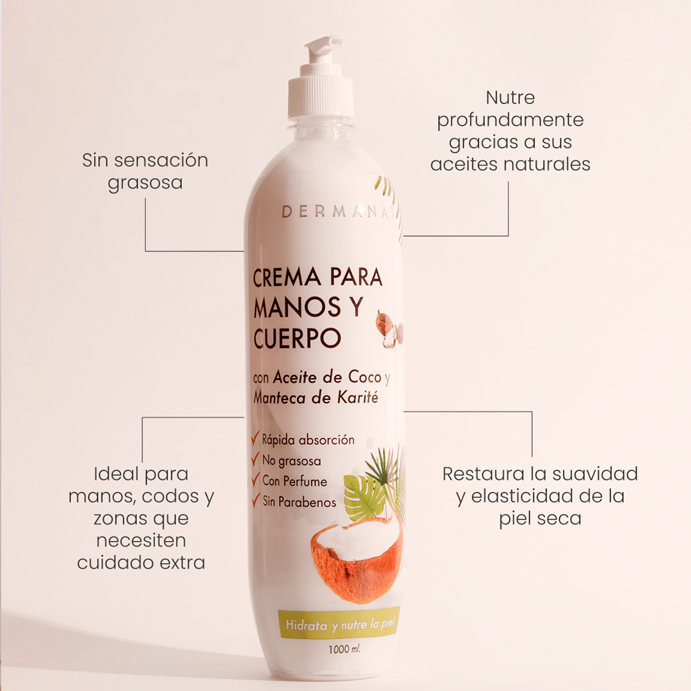 Crema Corporal Coco y Karite Dermanat 1000g