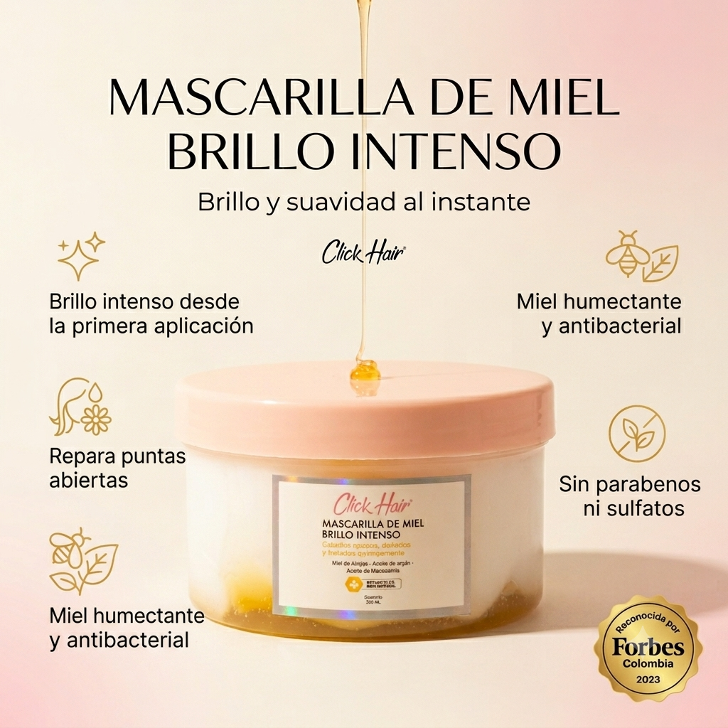 Mascarilla de Miel Brillo Intenso x300ml Click Hair